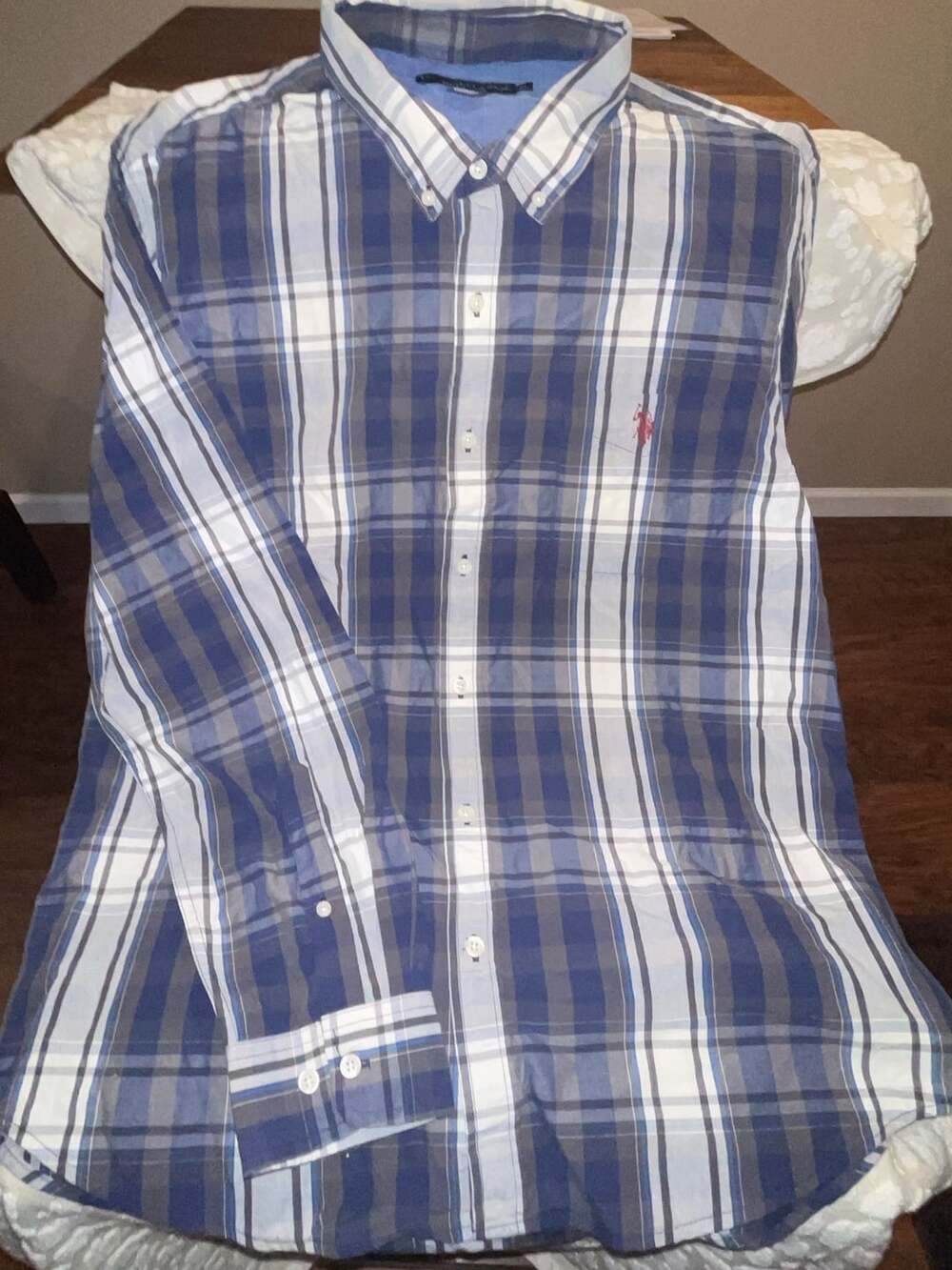 U.S. Polo Assn. Long Sleeve Blue Plaid Button Down Shirt XL